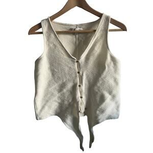 Madewell texture and thread tank tie front cream size small